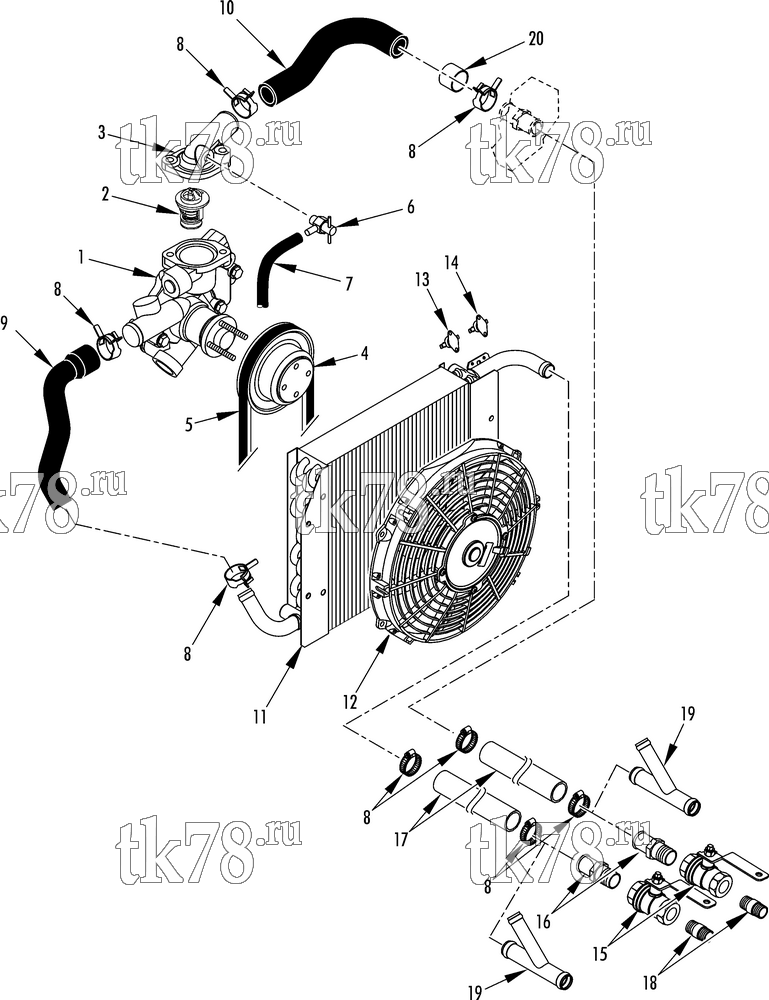 Каталог запчастей для Thermo King  COOLING SYSTEM (TIER 2 ENGINE, 10/06 & After)