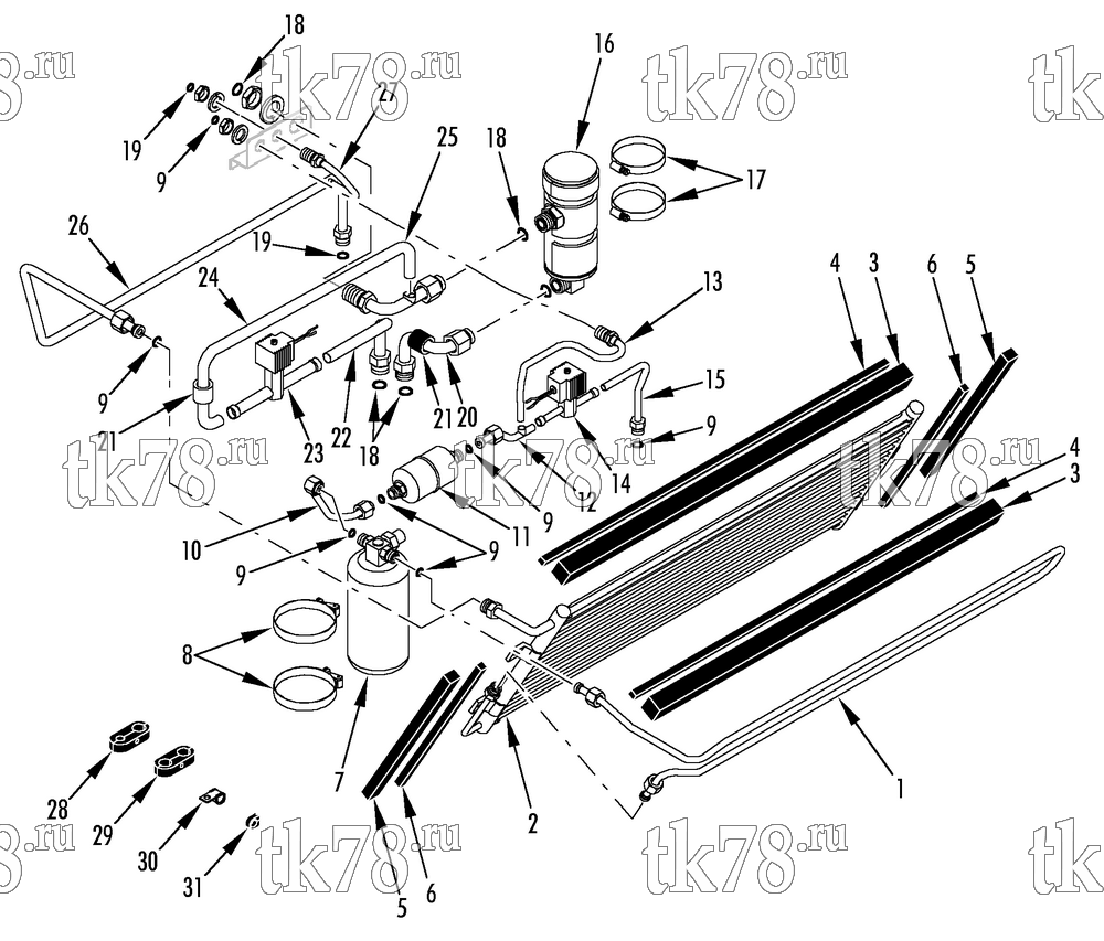 Каталог запчастей для Thermo King KV-300 & KV-300 MAX CONDENSER REFRIGERATION COMPONENTS (KV-300 MAX with A/C)