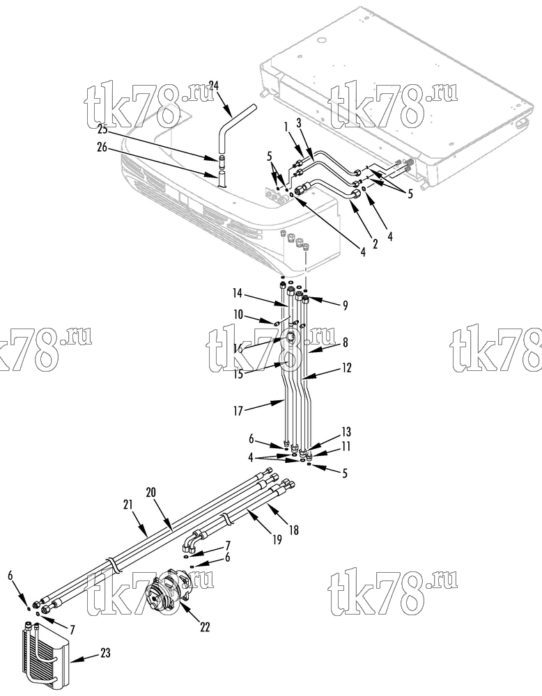 Каталог запчастей для Thermo King KV-300 & KV-300 MAX HOSE CONNECTIONS (KV-300 MAX)