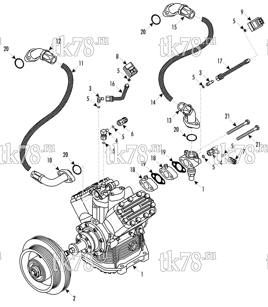 Каталог запчастей для Thermo King ATHENIA S950 N 1004 WABCO CAN MAN CITY BUS COMPRESSOR GROUP (KIT 700737)