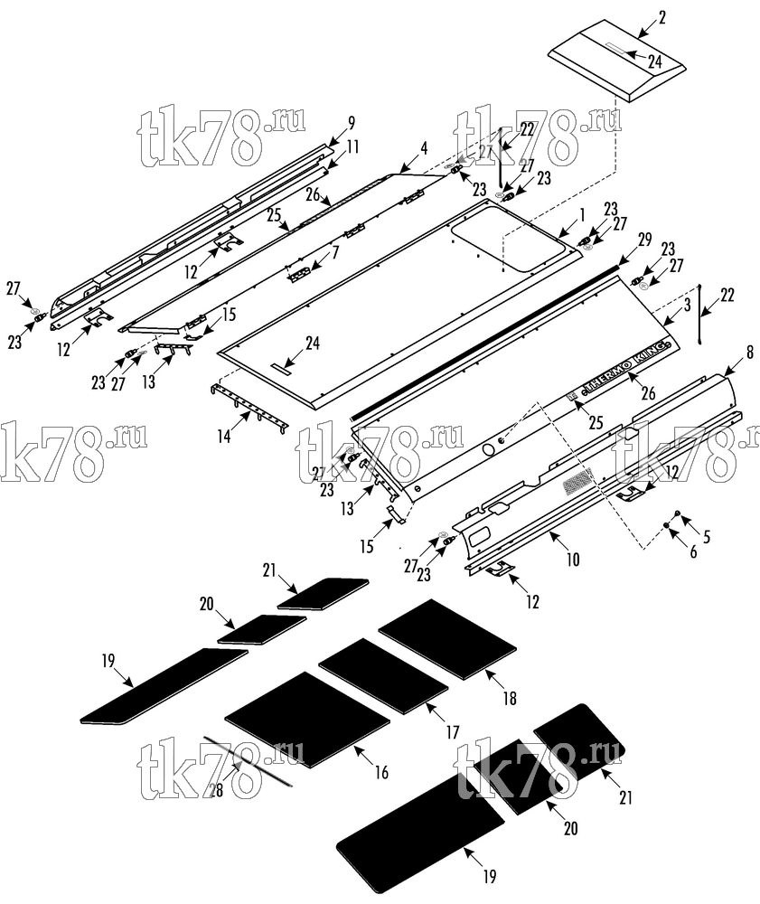 Каталог запчастей для Thermo King LRV-10T BOS EVAPORATOR COVERS