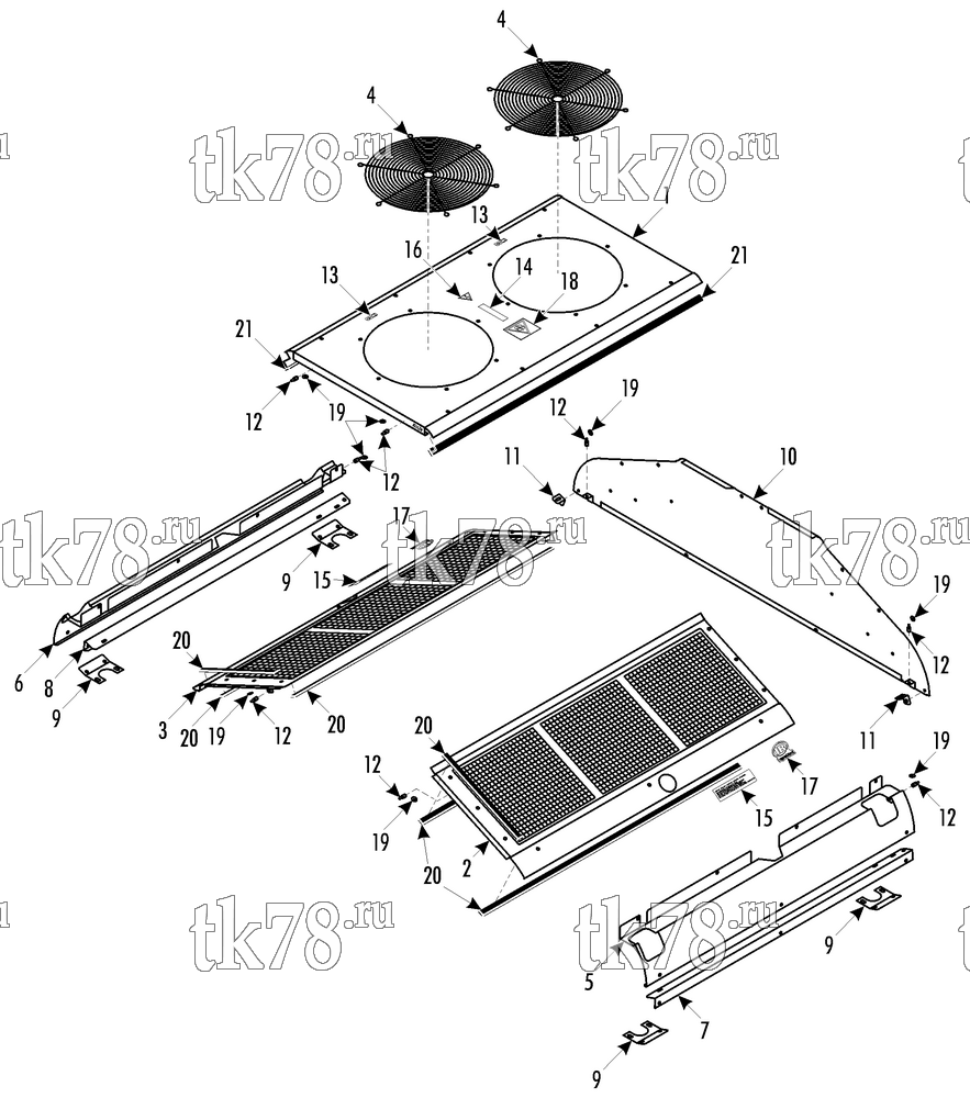 Каталог запчастей для Thermo King LRV-10T BOS CONDENSER COVERS