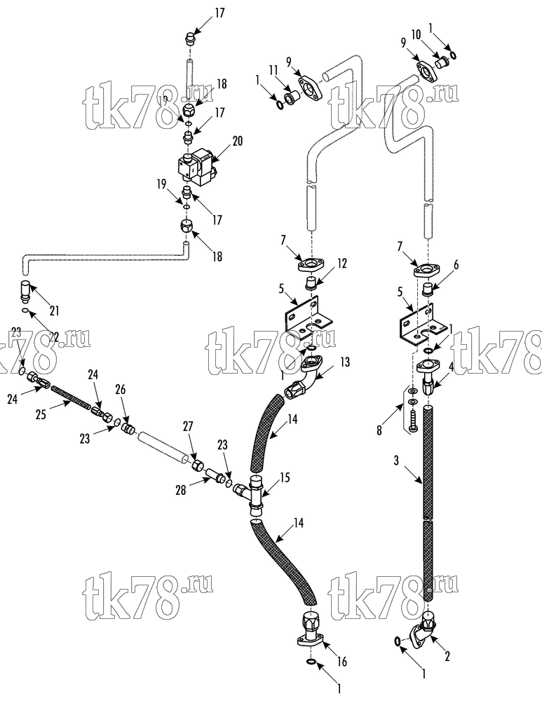 Каталог запчастей для Thermo King System Berkhof w/ATHENIA S700N SB-200 (900433) FITTINGS & HOSE KIT
