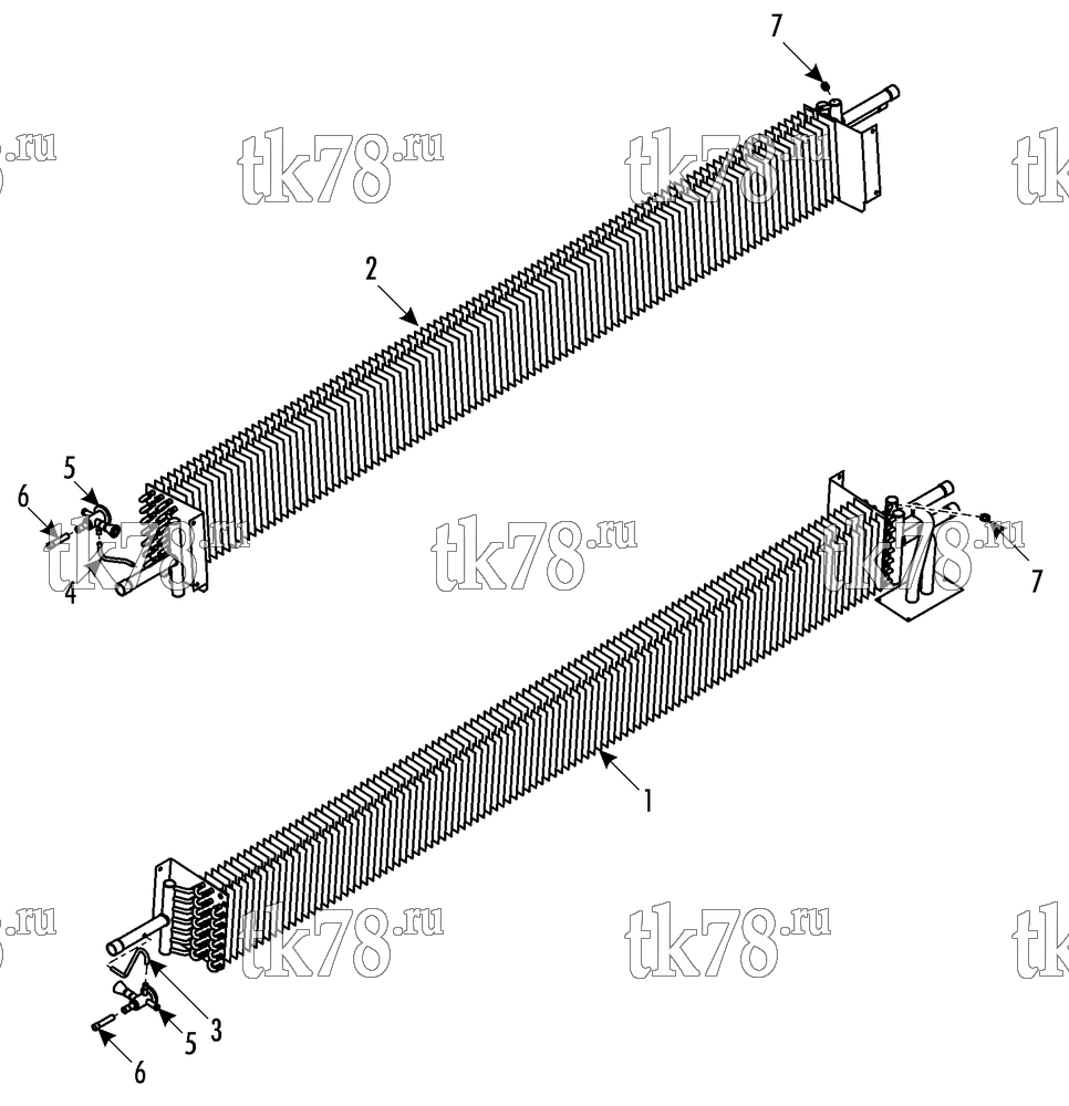 Каталог запчастей для Thermo King ATHENIA S850 N 1004 NOGE EVAPORATOR COIL/HEATER - ROADSIDE & CURBSIDE