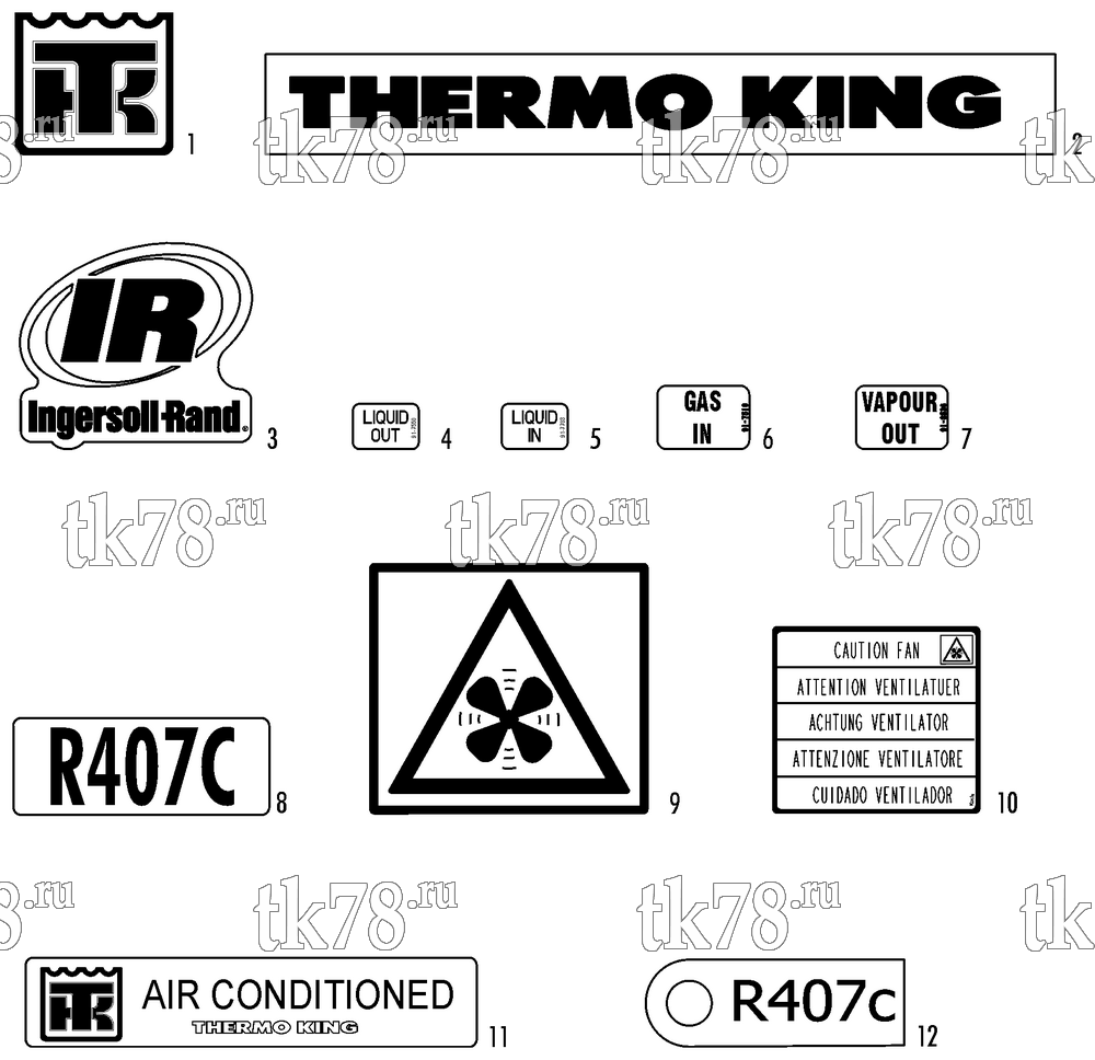 Каталог запчастей для Thermo King ATHENIA S850 N 1004 NOGE NAMEPLATES