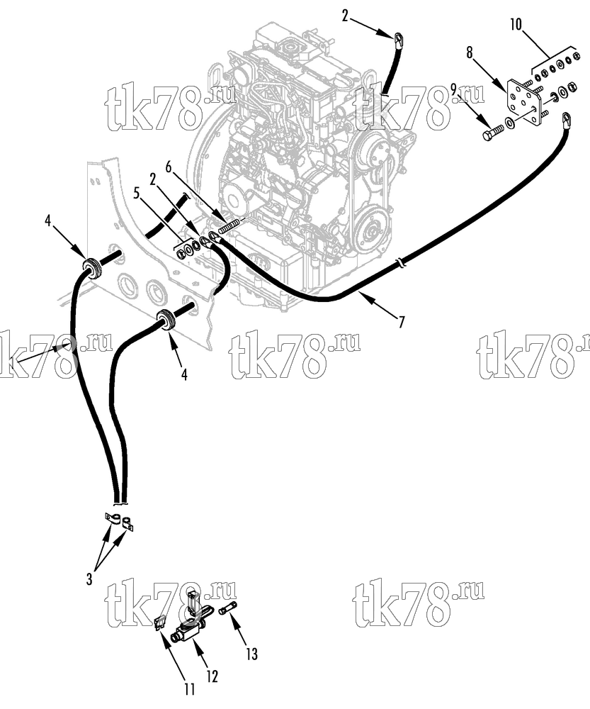 Каталог запчастей для Thermo King RD-II SR w/TK 3.76 Engine BATTERY CABLES & FUSE LINK (SR UNITS)