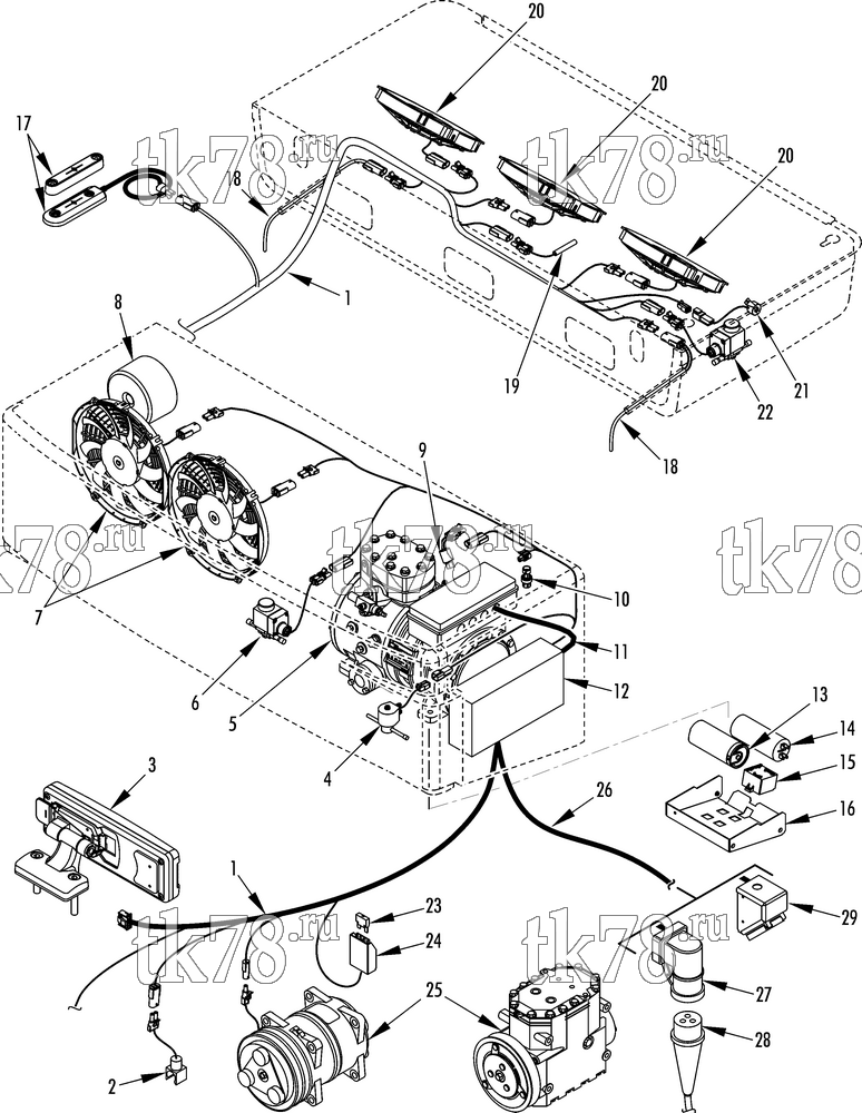 Каталог запчастей для Thermo King V-500 Series DSR ELECTRICAL COMPONENTS (1 ph V-500 20/50)