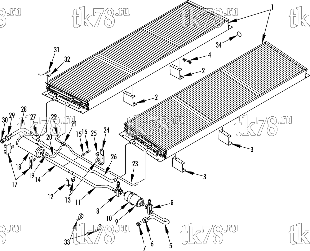 Каталог запчастей для Thermo King AT18-M5 REFRIGERATION COMPONENTS - CONDENSER (R5C)