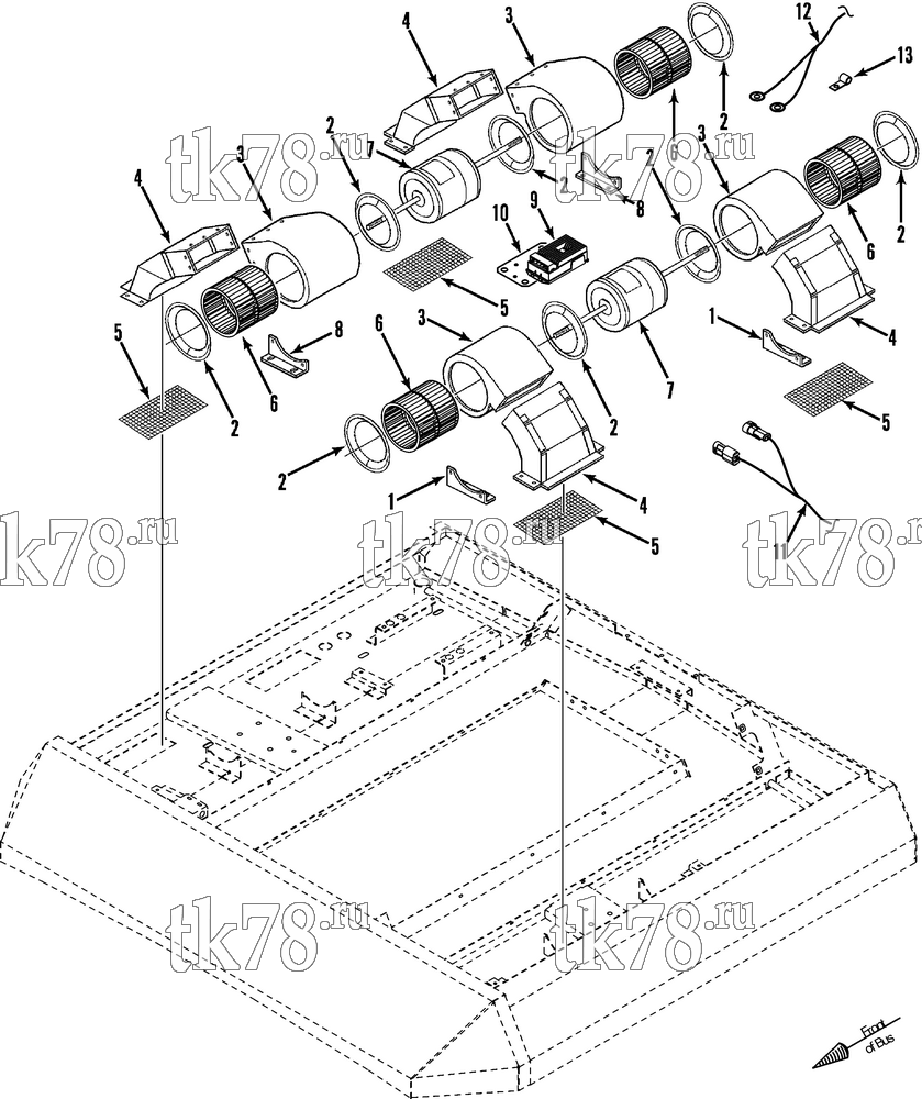 Каталог запчастей для Thermo King AT15-M6 EVAPORATOR MOTOR & BLOWER (R5E)