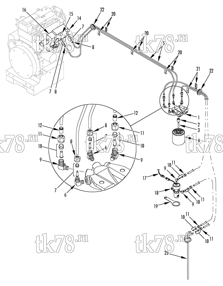 Каталог запчастей для Thermo King UT-800 FUEL FILTER GROUP