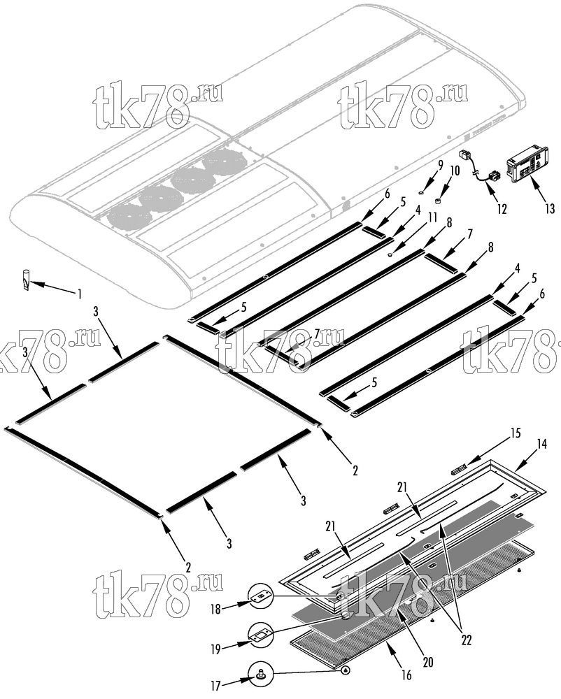 Каталог запчастей для Thermo King LRT-SP 5M (900379) UNIT GASKETS, DISPLAY, GRILLE & FILTER