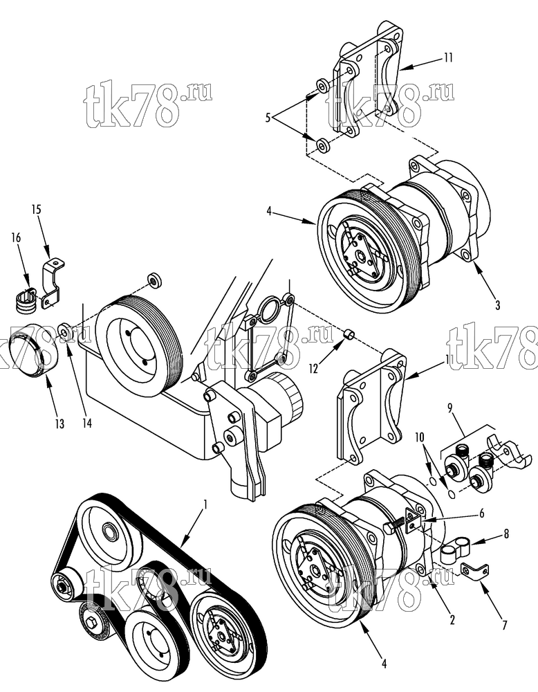Каталог запчастей для Thermo King  DRIVE KIT (Fiat Doblo Cargo 1.9, 12140439)