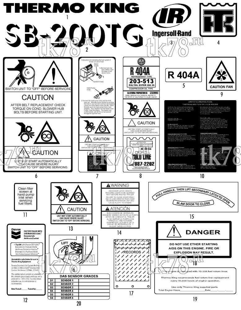 Каталог запчастей для Thermo King SB-200TG NAMEPLATES