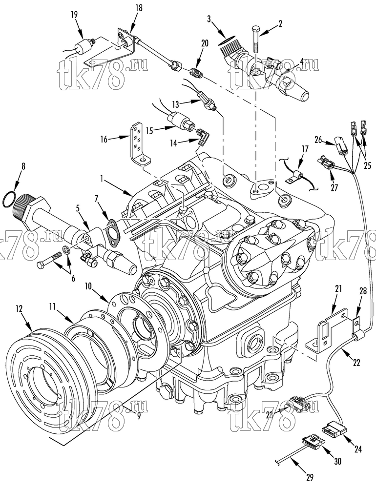 Каталог запчастей для Thermo King LRT-SP 5M (900302) COMPRESSOR GROUP (2C45839G11, KIT 700480)