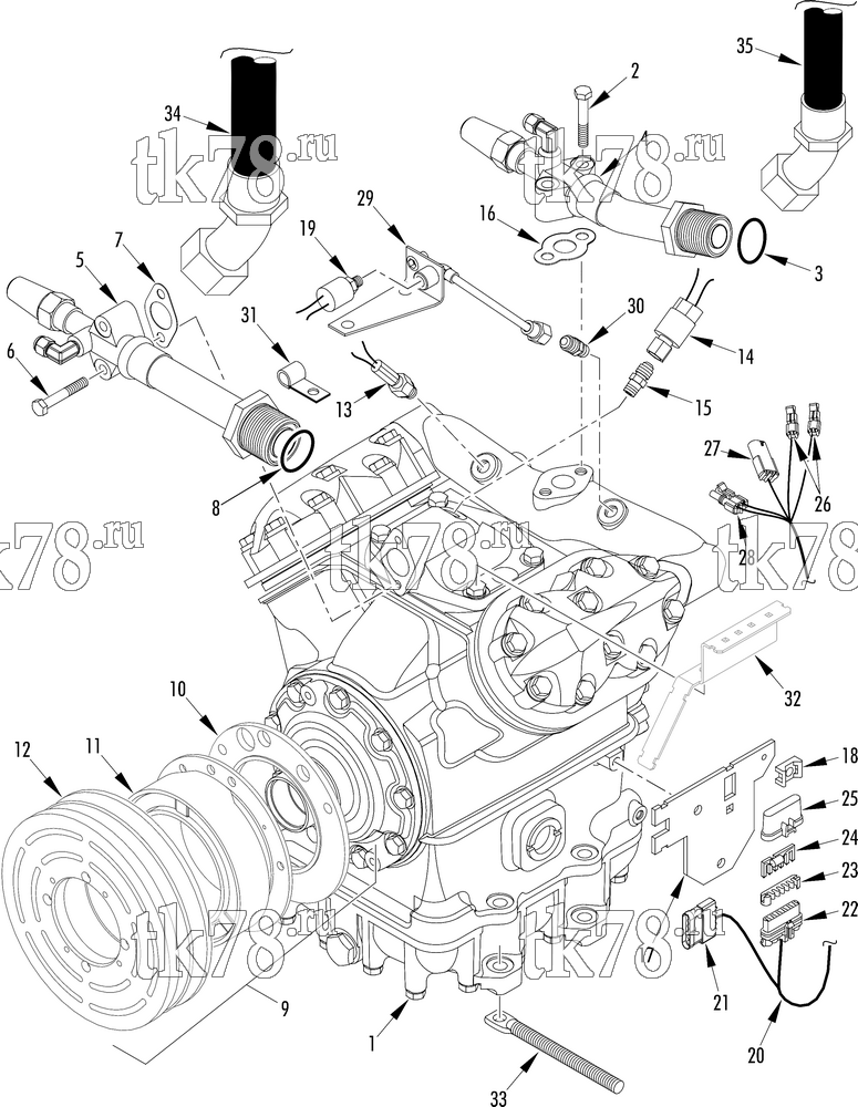Каталог запчастей для Thermo King T1-M181 COMPRESSOR GROUP (1E31452G05, KIT 701046)