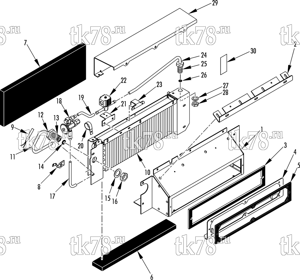 Каталог запчастей для Thermo King Bus Hybrid Battery Cooler Evaporator Units BATTERY COOLER (R22 & R407c, KIT 700912)