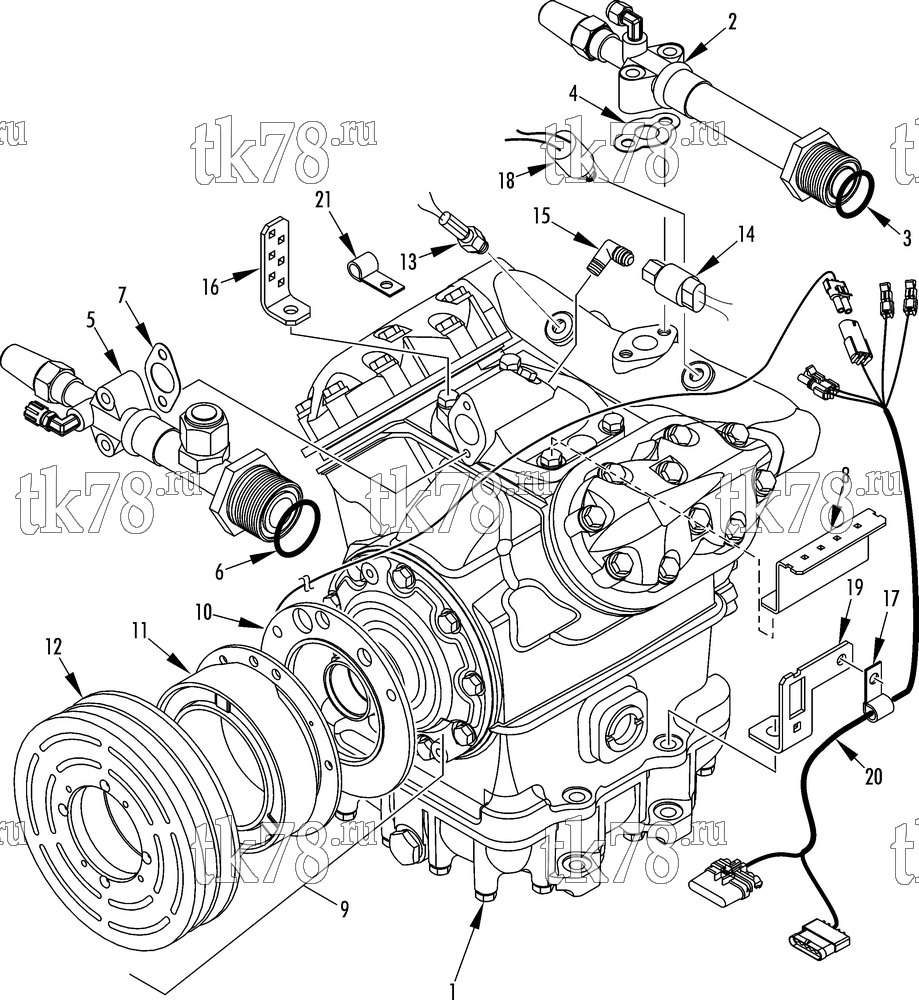 Каталог запчастей для Thermo King T14-M107 COMPRESSOR GROUP (1E34198G03, KIT 701056)