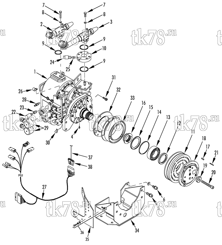 Каталог запчастей для Thermo King LRT-SP 5M (900349) COMPRESSOR GROUP (1E33777G01, KIT 700678)