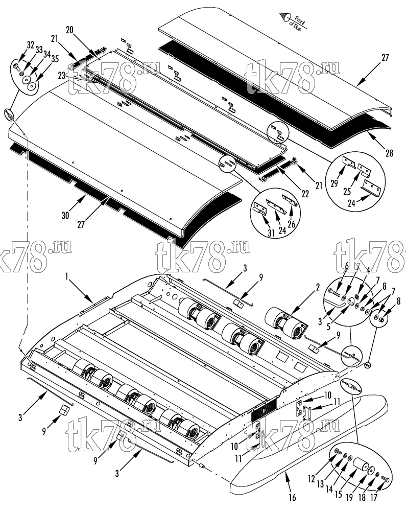 Каталог запчастей для Thermo King LRT-HP 11M M8 (900275) EVAPORATOR STRUTURAL & BLOWERS