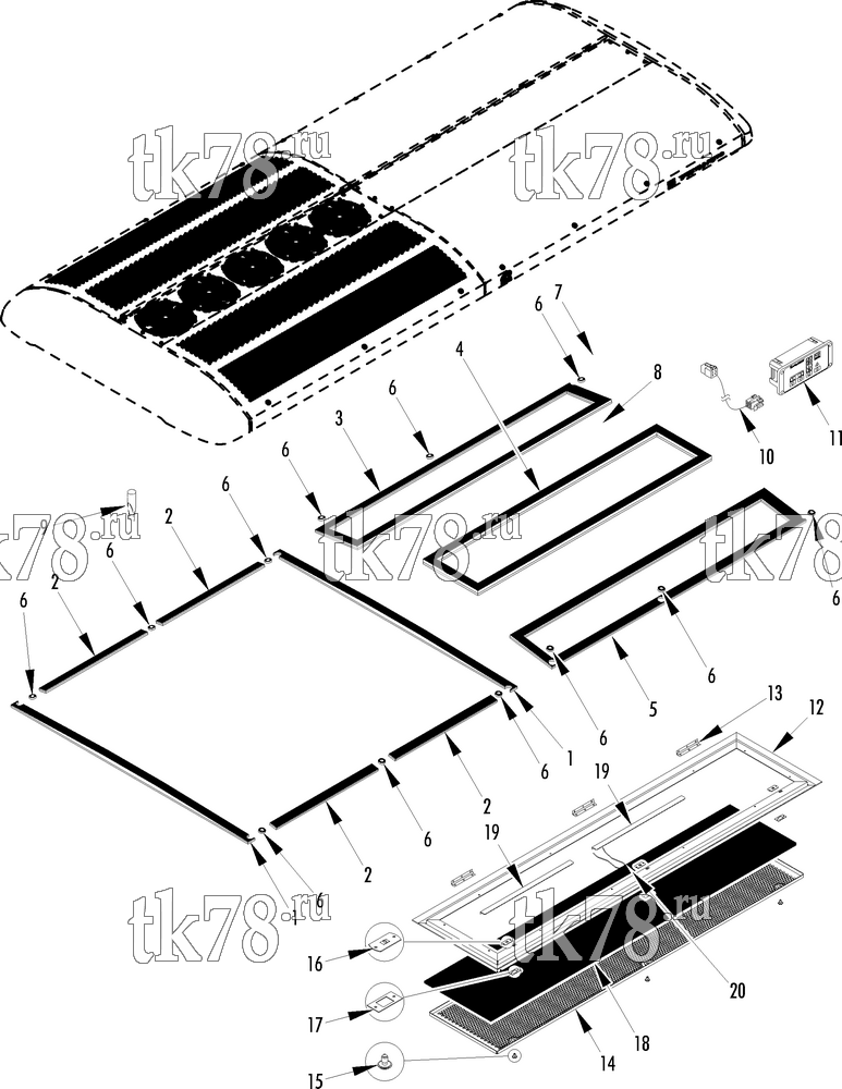 Каталог запчастей для Thermo King  UNIT GASKETS, DISPLAY, GRILLE & FILTER