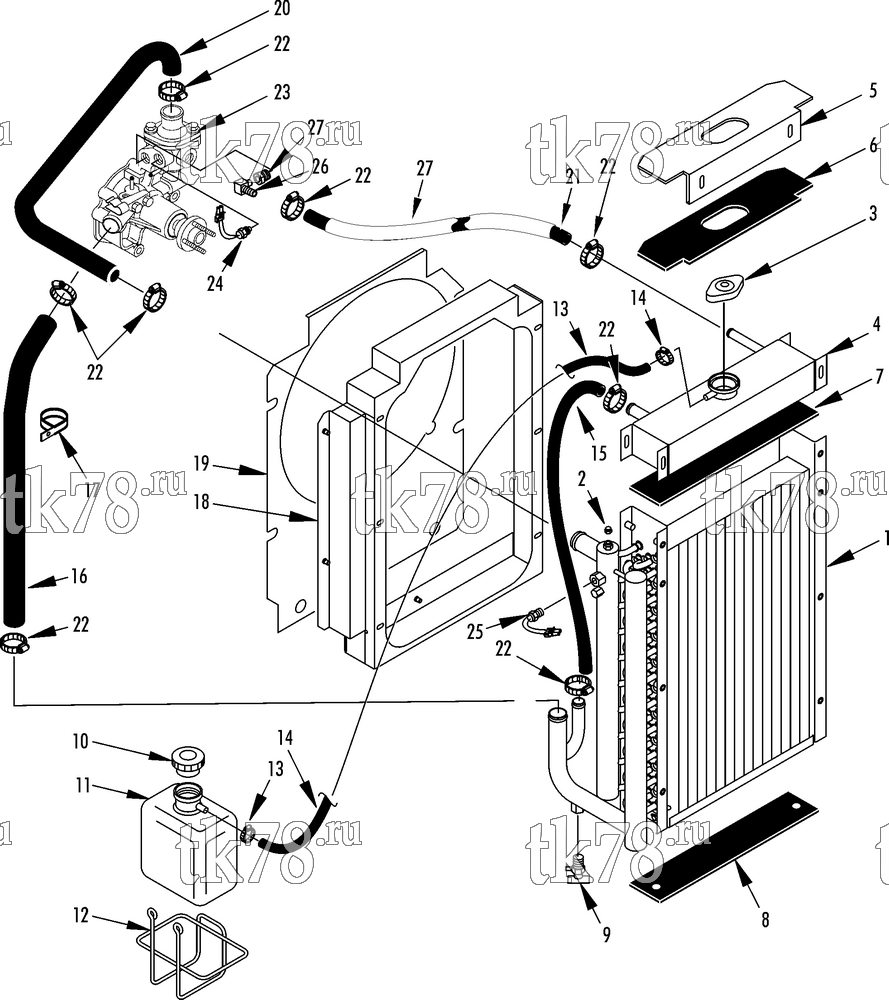 Каталог запчастей для Thermo King SGCM 3000 Maersk ENGINE COOLING SYSTEM
