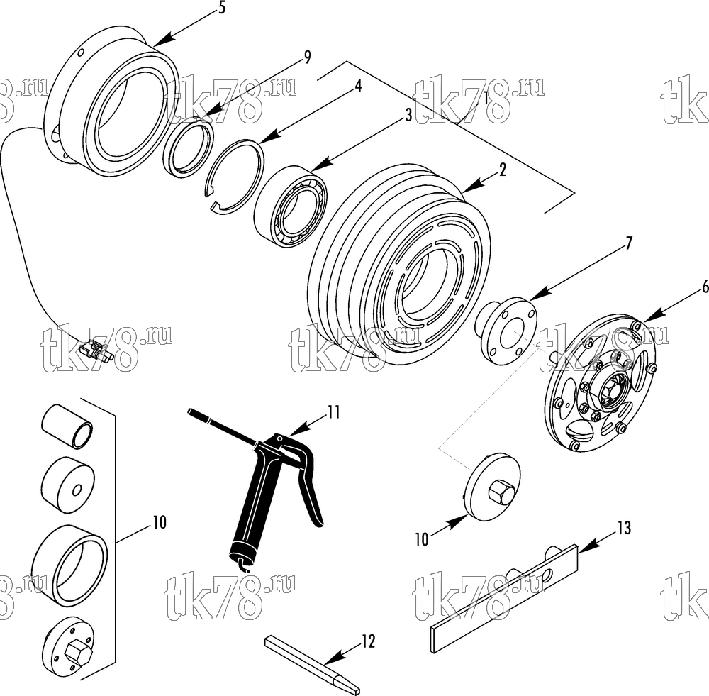 Каталог запчастей для Thermo King X900 TK HIGH TORQUE CLUTCH (77-2840)