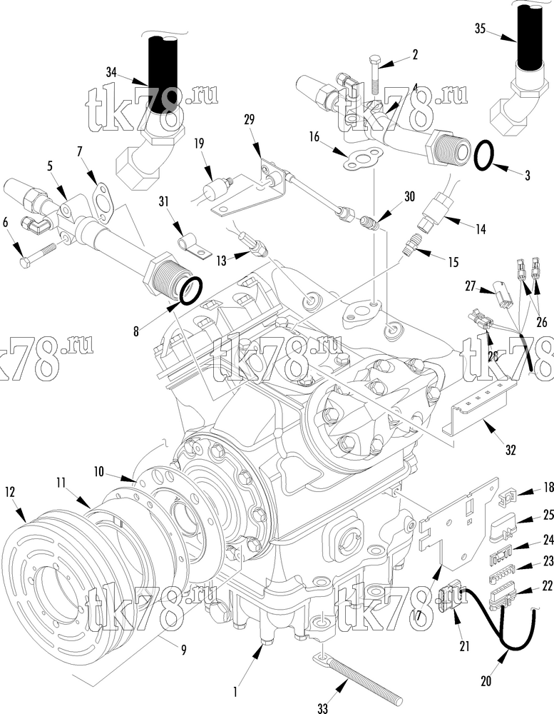 Каталог запчастей для Thermo King  COMPRESSOR GROUP (1E31452G01, KIT 701081)