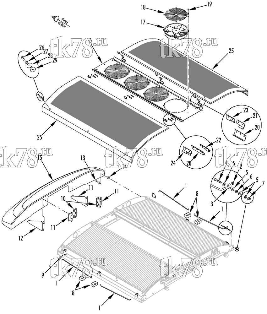 Каталог запчастей для Thermo King LRT-SP 5M (900386) CONDENSER STRUCTURAL & FANS