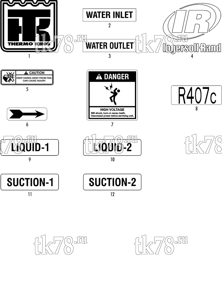 Каталог запчастей для Thermo King TEA14-M6 NAMEPLATES