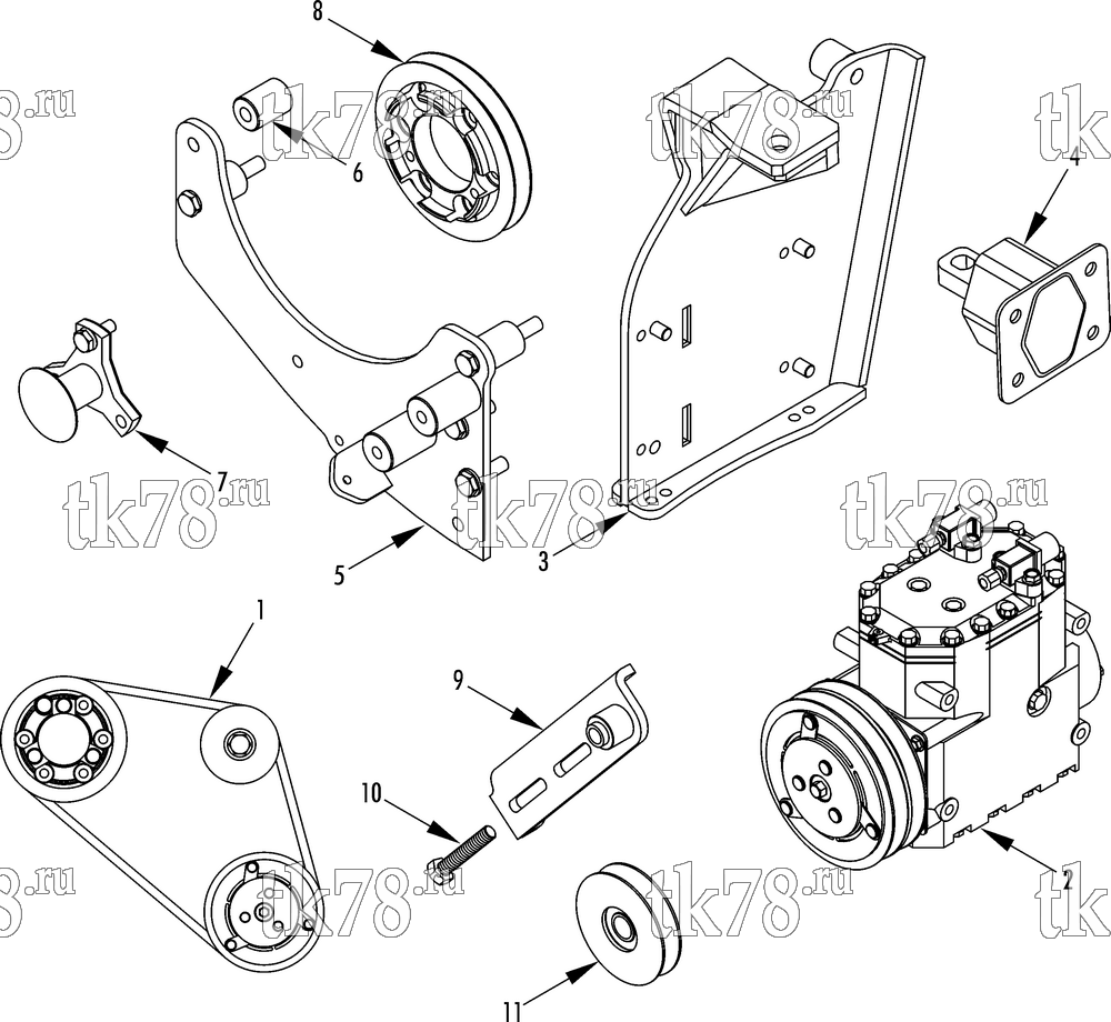 Каталог запчастей для Thermo King  DRIVE KIT (Iveco Eurocargo E4, 6cyl. 2.5 deg  780002)