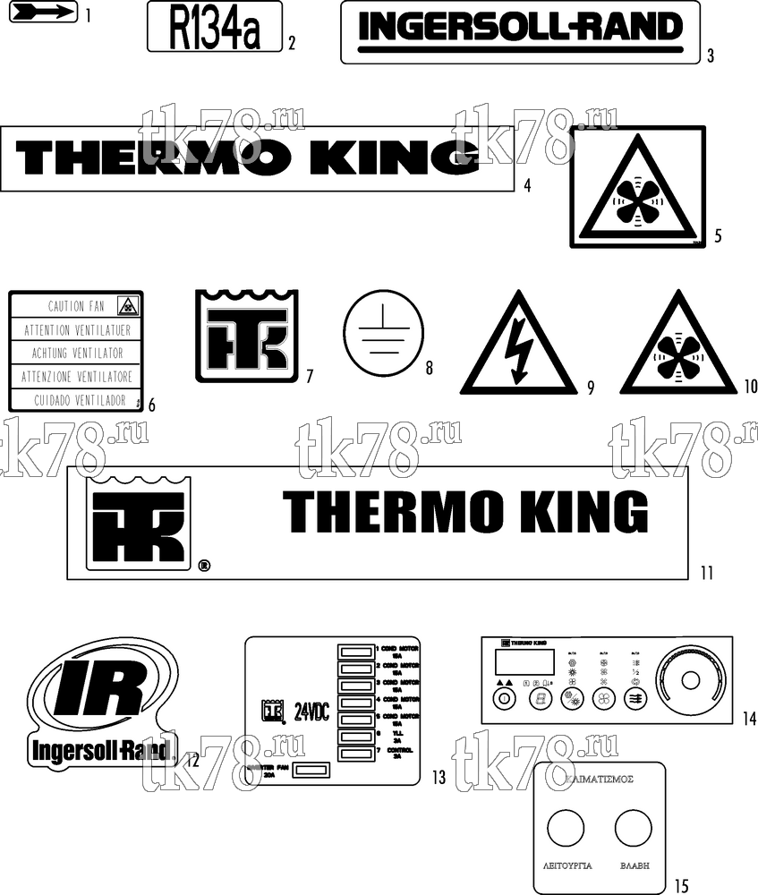 Каталог запчастей для Thermo King IRV-HVAC System (ISAP A & B) NAMEPLATES