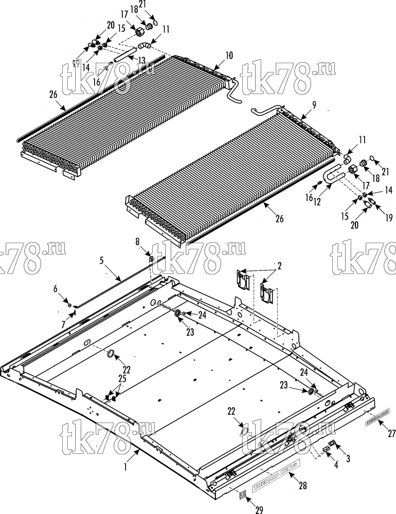 Каталог запчастей для Thermo King MRT-III Split CONDENSER FRAME & COILS - NARROW