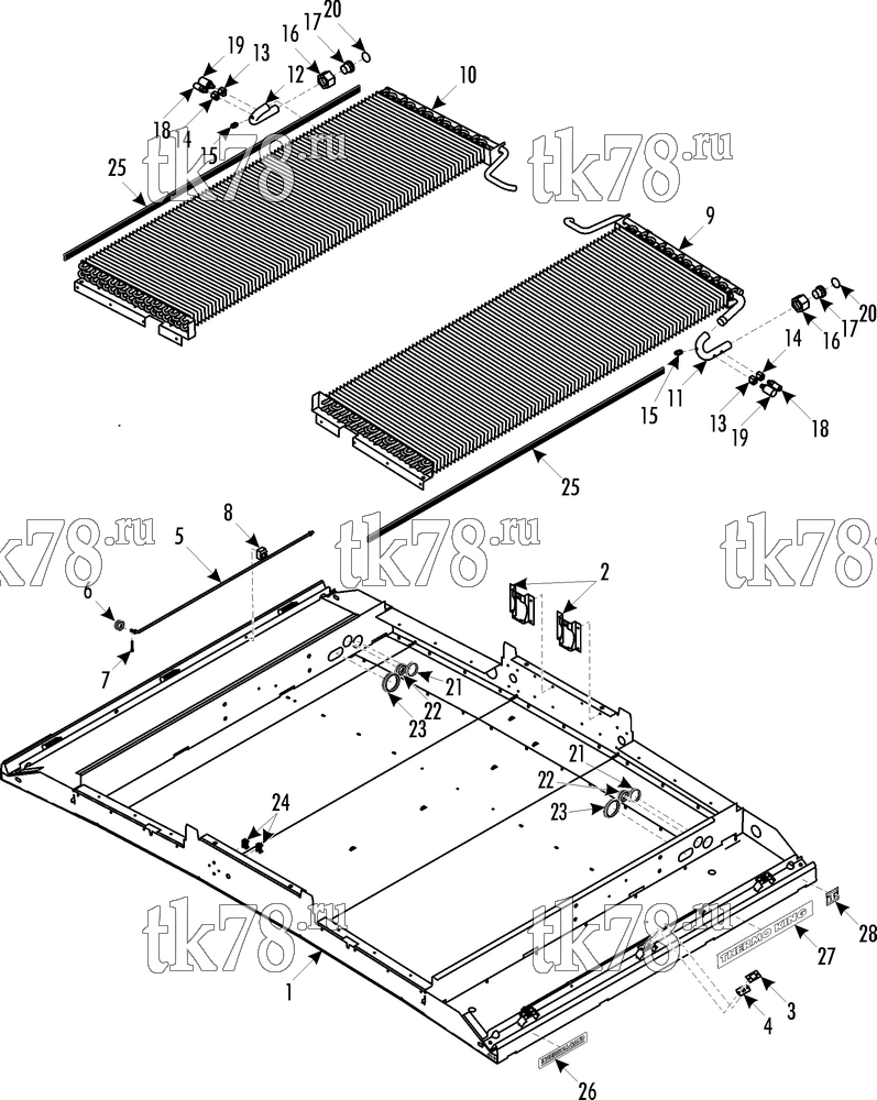 Каталог запчастей для Thermo King MRT-III Split CONDENSER FRAME & COILS - WIDE