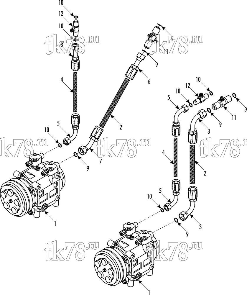 Каталог запчастей для Thermo King MRT-III Split COMPRESSOR GROUP - TM31 (KIT 720562 & 720472)