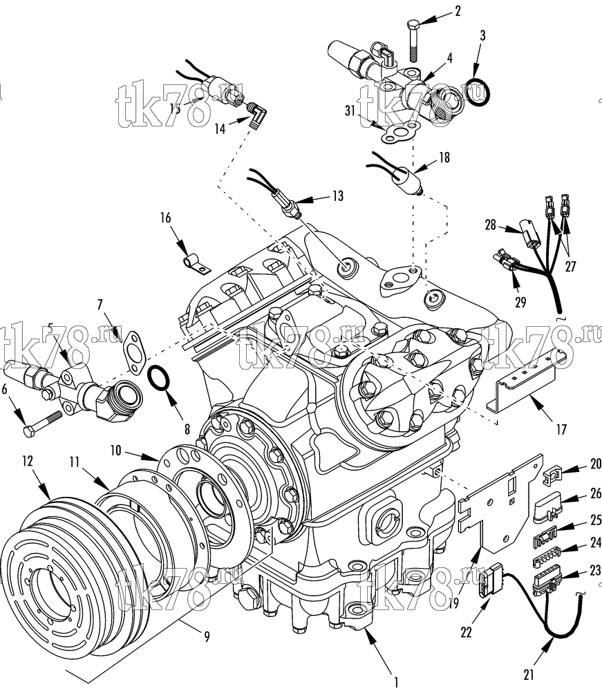 Каталог запчастей для Thermo King LRT-HP M6 1000 (900273) COMPRESSOR GROUP (7348C93G20, KIT 700153)