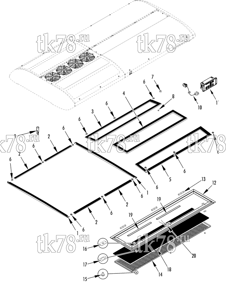 Каталог запчастей для Thermo King LRT-SP M5 1004 (900273) UNIT GASKETS, DISPLAY, GRILLE & FILTER