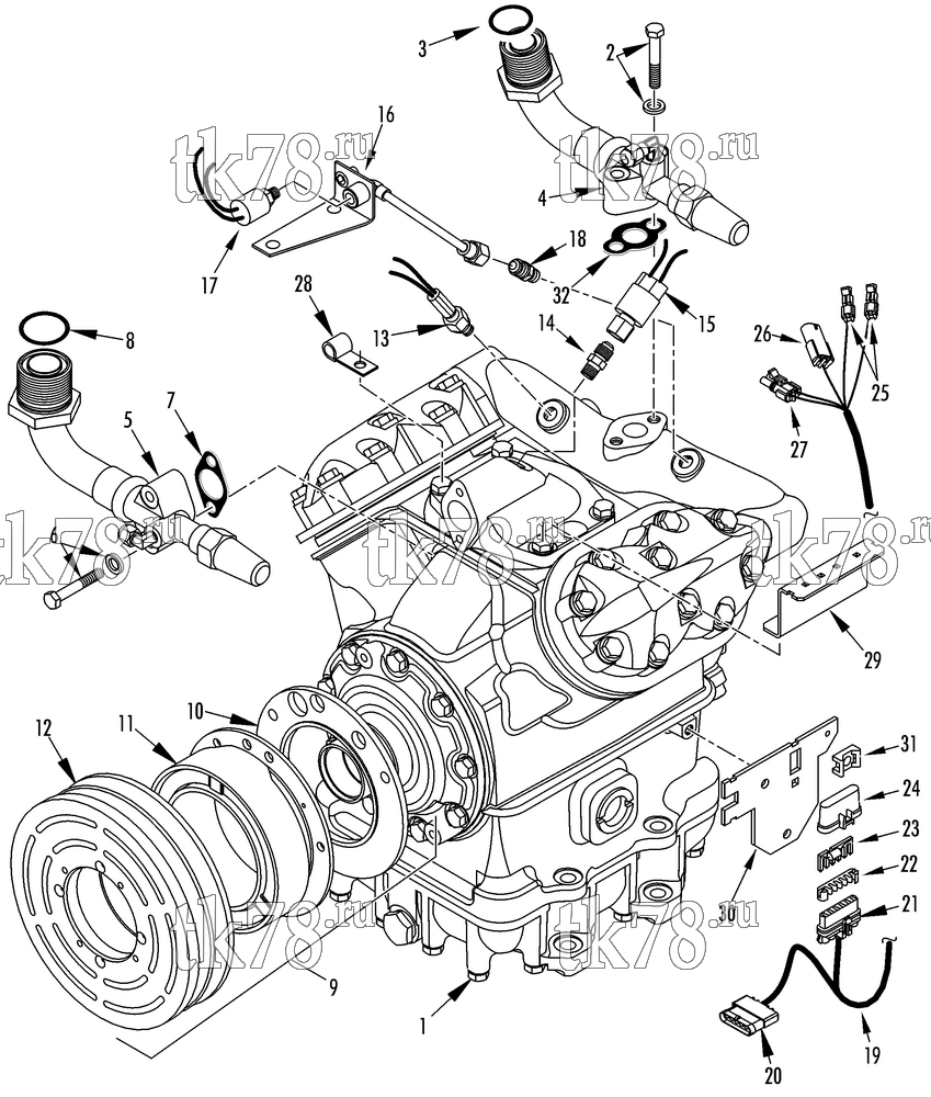 Каталог запчастей для Thermo King  COMPRESSOR GROUP (1E31452G02, KIT 700818)