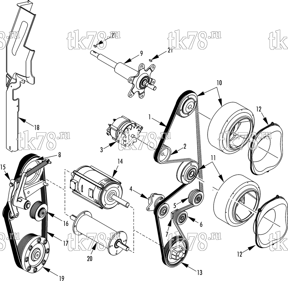 Каталог запчастей для Thermo King  BELTS & BLOWERS (SLX-100/400/Spectrum)