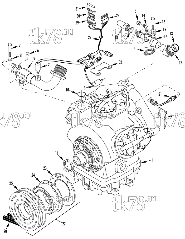 Каталог запчастей для Thermo King  COMPRESSOR GROUP (2C45049G14, KIT 700584)
