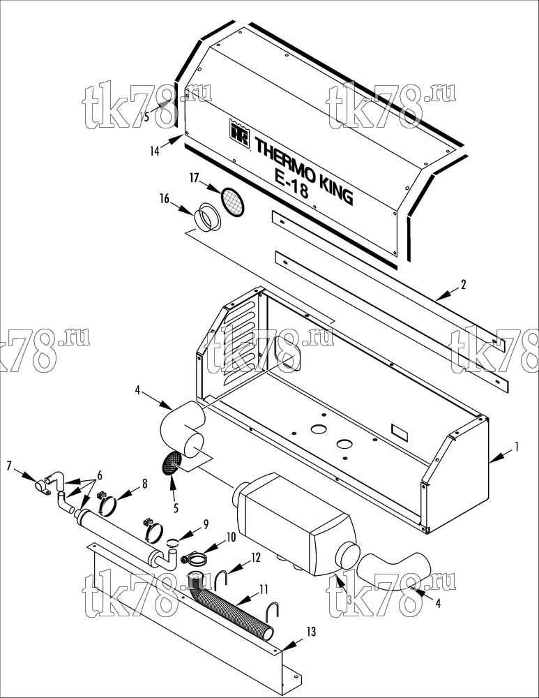 Каталог запчастей для Thermo King E-Series Cargo Heater E-18 CARGO HEATER
