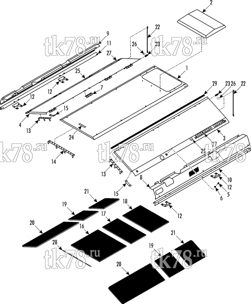 Каталог запчастей для Thermo King LRV-12T TUN EVAPORATOR COVERS