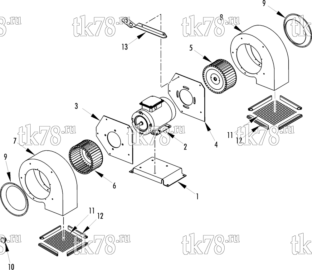 Каталог запчастей для Thermo King REH-M5 EVAPORATOR MOTOR & BLOWER