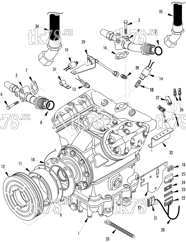 Каталог запчастей для Thermo King  COMPRESSOR GROUP (1E31452G11, KIT 701324)