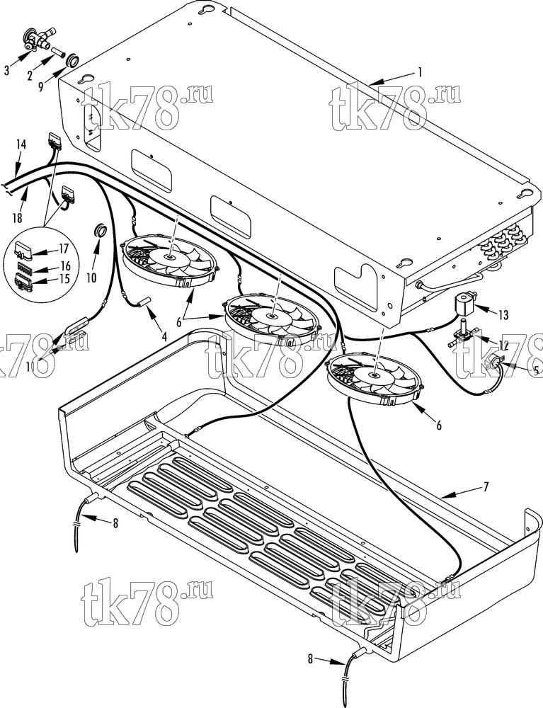 Каталог запчастей для Thermo King V-520 EVAPORATOR GROUP (V-520)