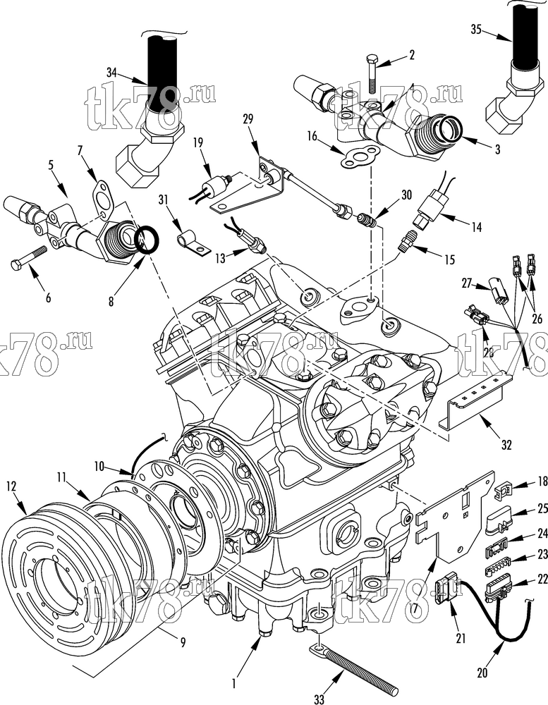 Каталог запчастей для Thermo King R5-M60 COMPRESSOR GROUP (1E31452G05, KIT 701441)