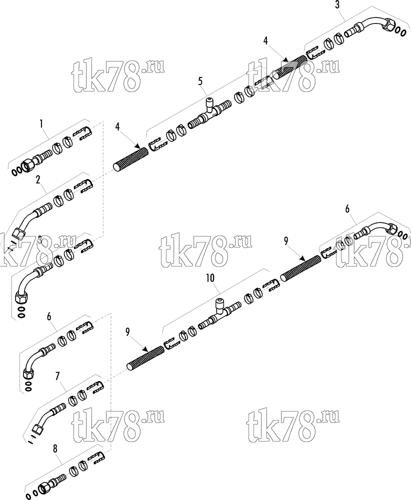 Каталог запчастей для Thermo King SR-10F HOSE & FITTING KITS