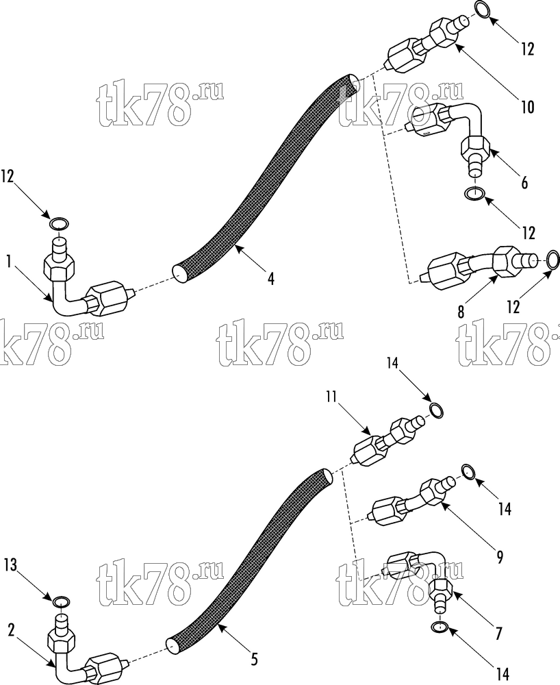 Каталог запчастей для Thermo King Shuttle SR 380 HOSE & FITTINGS KIT