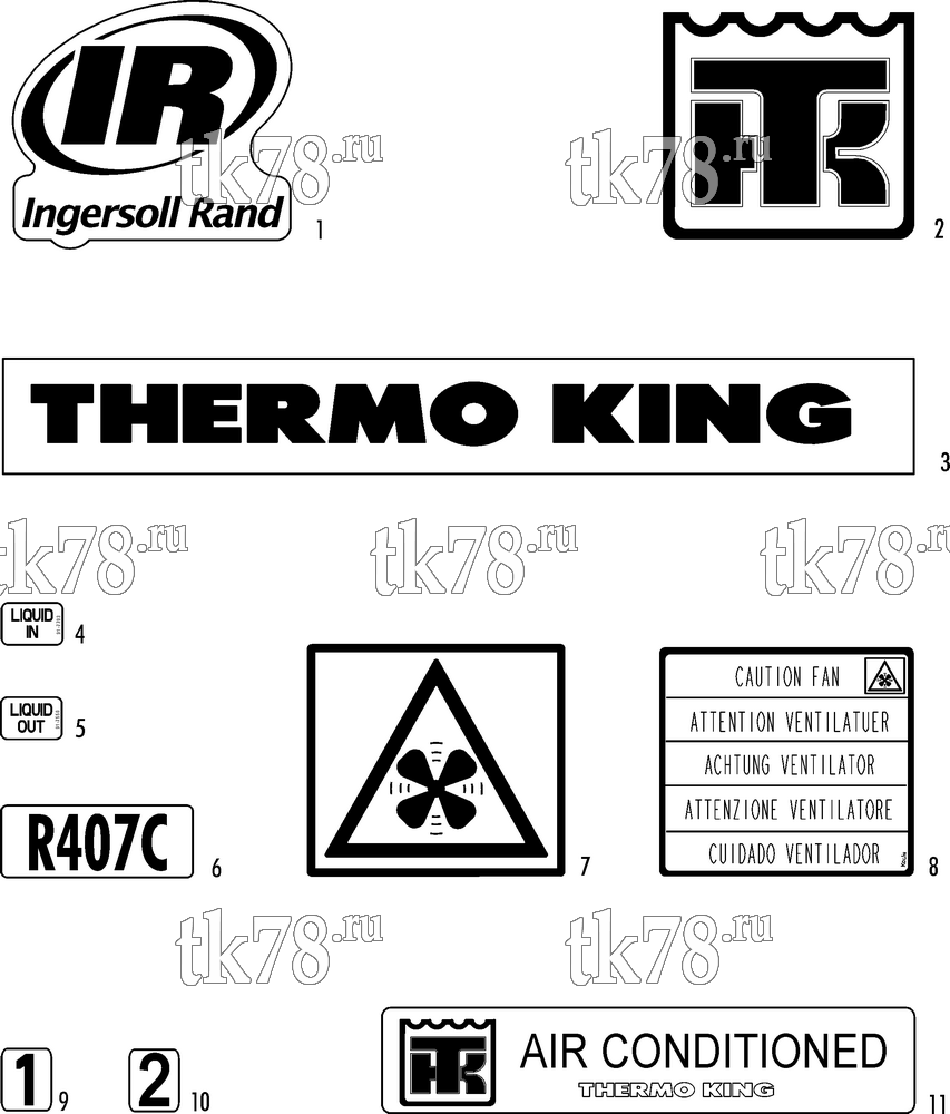 Каталог запчастей для Thermo King ATHENIA E800 for HESS (900826) Two Zones NAMEPLATES