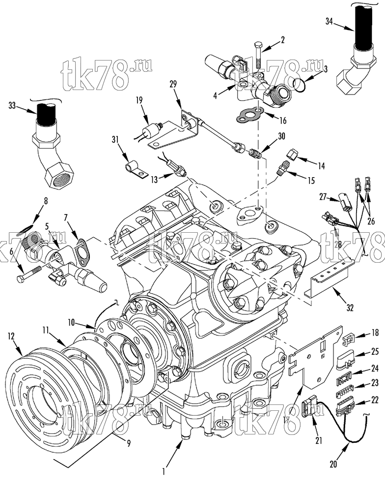 Каталог запчастей для Thermo King  COMPRESSOR GROUP (1E05611G02, KIT 701362)