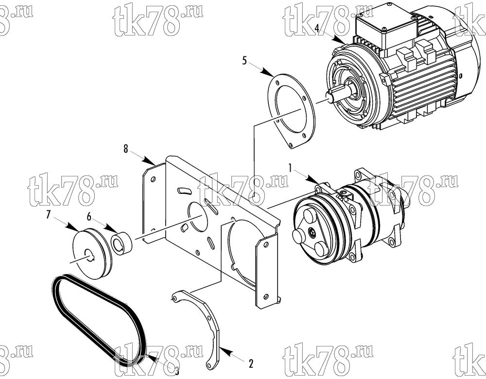 Каталог запчастей для Thermo King KV-500 MAX COMPRESSOR & MOTOR GROUP